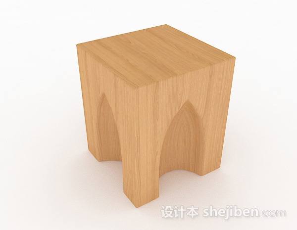 简约木质凳子3d模型下载