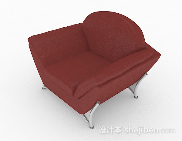 现代风格暗红色单人沙发3d模型下载