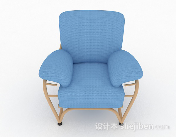 田园风格田园清新蓝色单人沙发3d模型下载