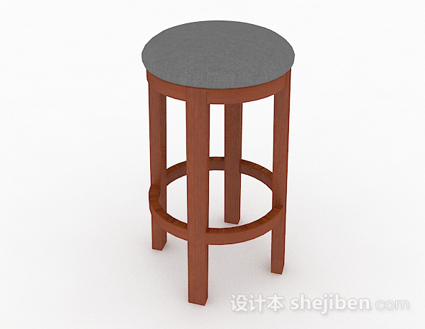 免费家居木质休闲圆凳3d模型下载