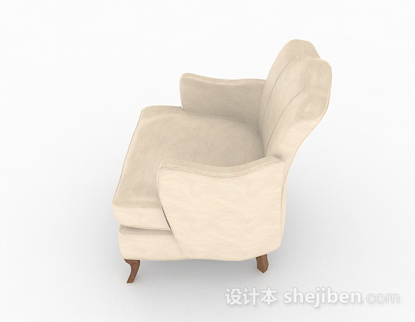设计本简欧白色单人沙发3d模型下载