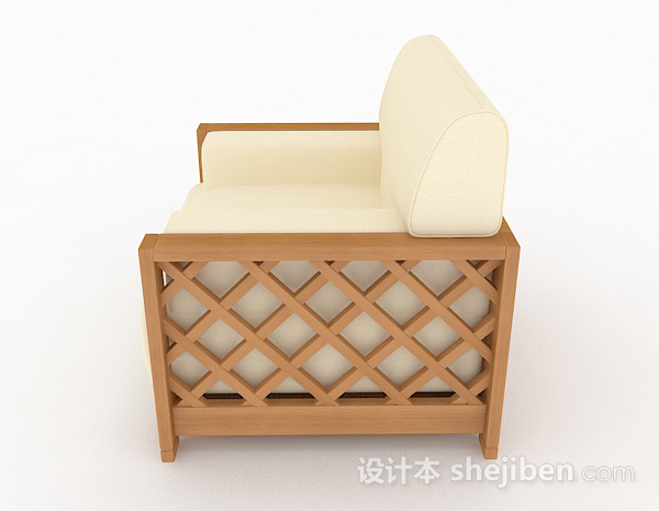 设计本田园木质单人沙发3d模型下载