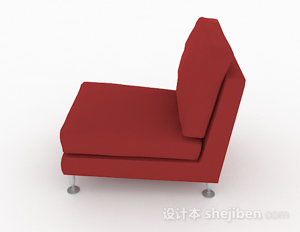设计本红色简约单人沙发3d模型下载