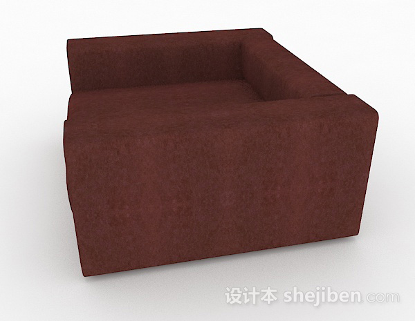 免费暗红色单人沙发3d模型下载