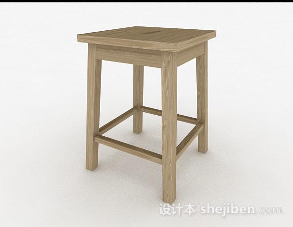 免费木质简约家居凳子3d模型下载