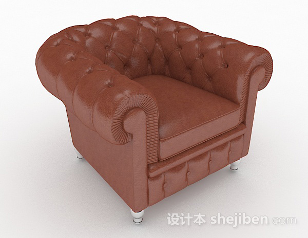欧式棕色家居单人沙发3d模型下载