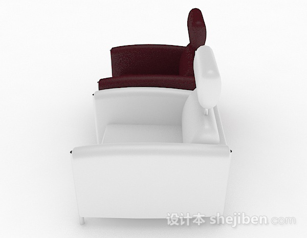 设计本红白简约单人沙发组合3d模型下载
