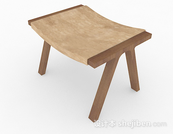 现代风格棕色木质休闲凳子3d模型下载
