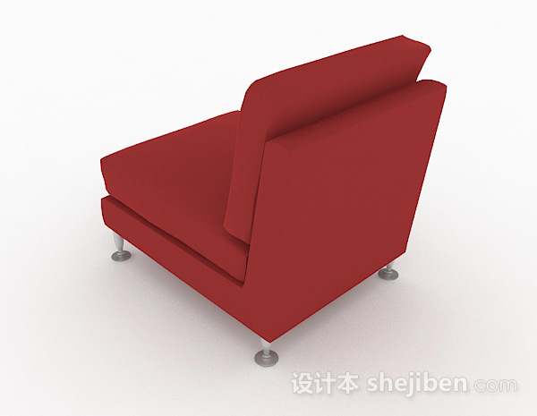 免费红色简约单人沙发3d模型下载