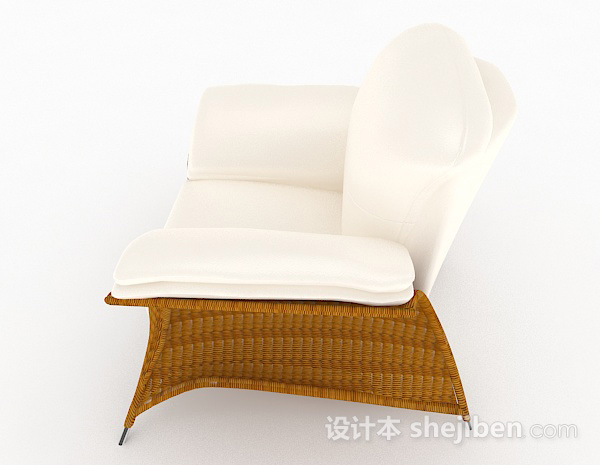 设计本田园米白色休闲单人沙发3d模型下载