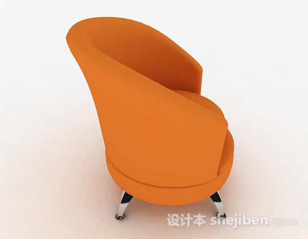 设计本橙色简约单人沙发3d模型下载