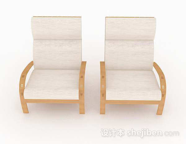 免费米白色休闲椅子组合3d模型下载