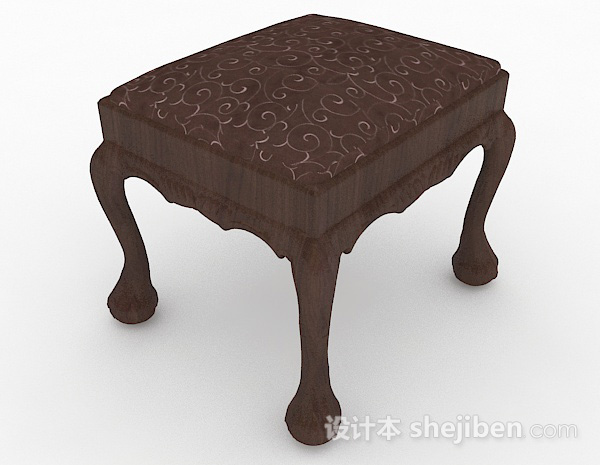 设计本棕色木质沙发凳3d模型下载