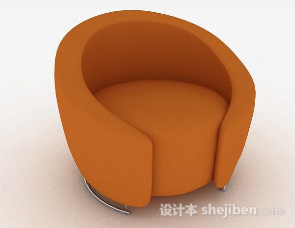 现代风格创意个性橙色圆形单人沙发3d模型下载