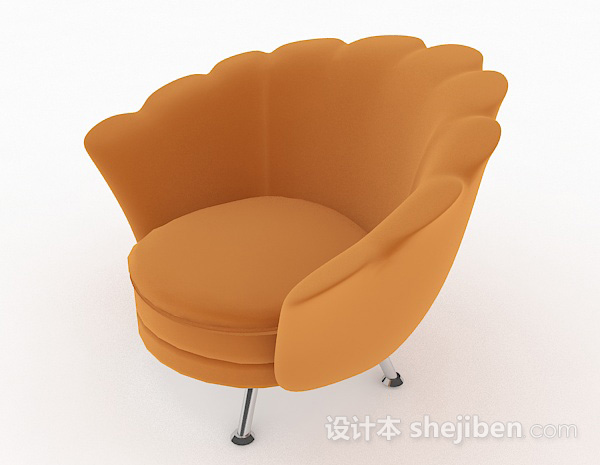免费创意橙色贝壳单人沙发3d模型下载