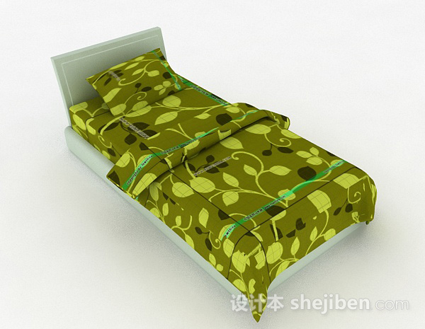 绿色单人床3d模型下载