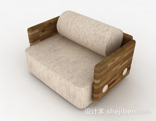 免费休闲木质单人沙发3d模型下载