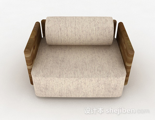 现代风格休闲木质单人沙发3d模型下载