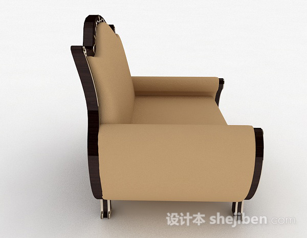 设计本家居棕色单人沙发3d模型下载