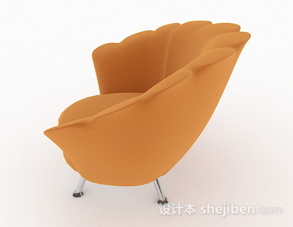 设计本创意橙色贝壳单人沙发3d模型下载