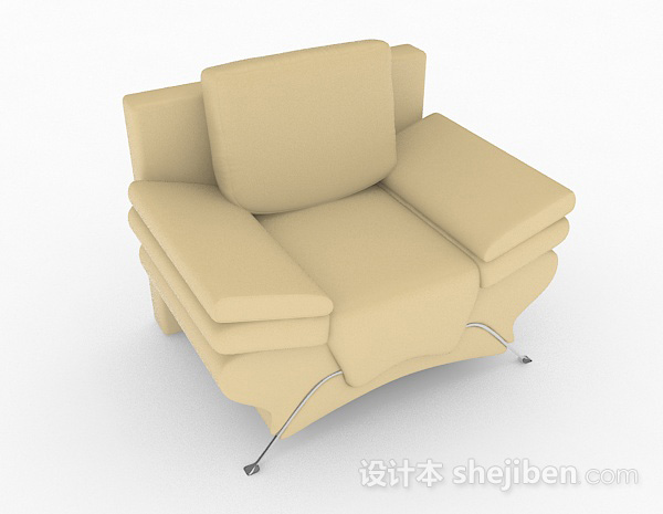 黄色家居单人沙发3d模型下载