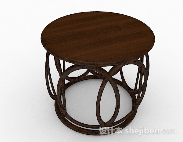 中式木质圆凳3d模型下载