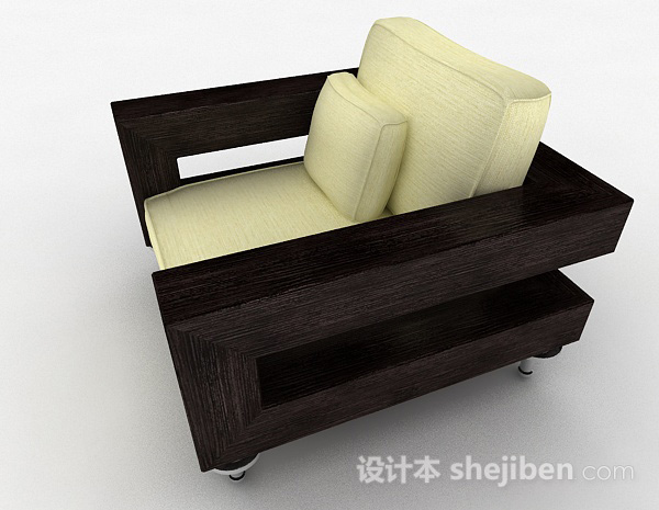 设计本个性黑黄撞色单人沙发3d模型下载