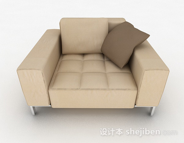 现代风格浅棕色简约家居单人沙发3d模型下载