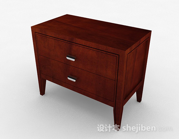 现代风格木质棕色简约床头柜3d模型下载