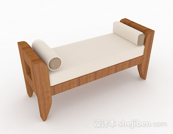 现代风格木质棕色沙发凳3d模型下载
