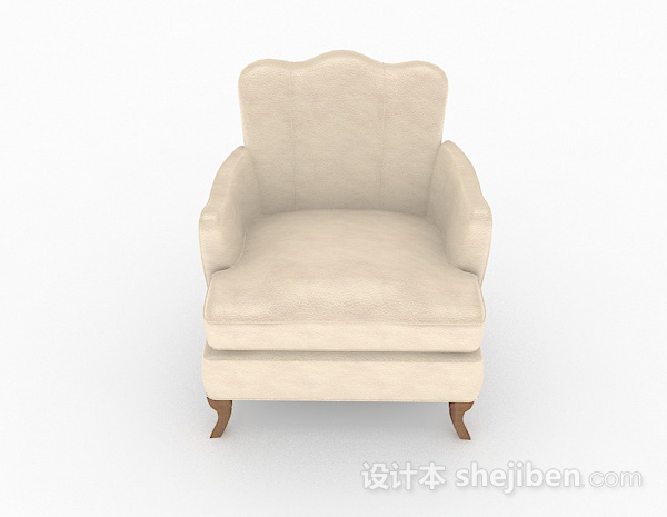 欧式风格简欧白色单人沙发3d模型下载