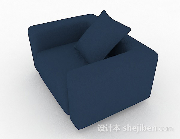 设计本蓝色家居单人沙发3d模型下载