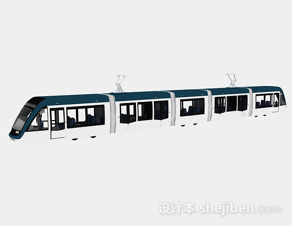 免费现代风格蓝皮火车3d模型下载