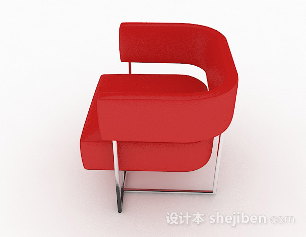 设计本红色简约休闲单人沙发3d模型下载