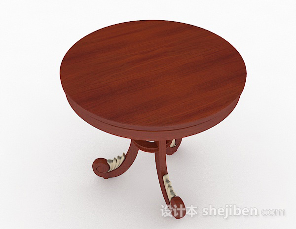 设计本圆形木质餐桌3d模型下载