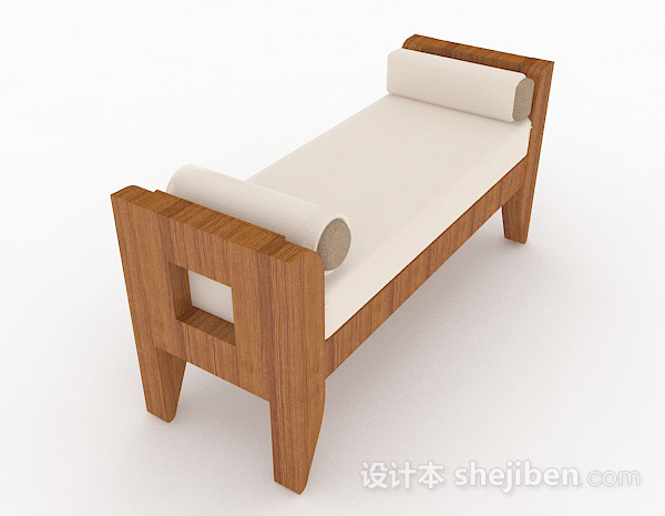 免费木质棕色沙发凳3d模型下载