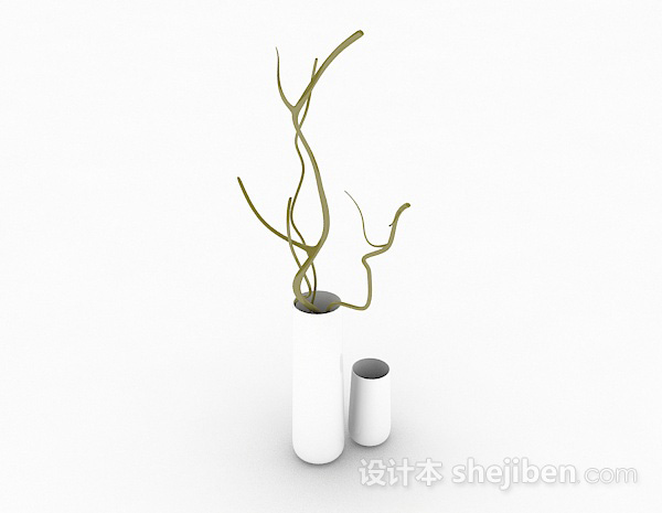 现代时尚白色直筒花瓶3d模型下载