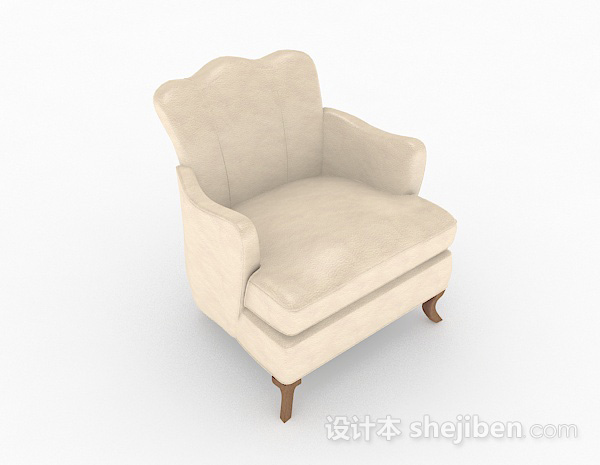 简欧白色单人沙发3d模型下载