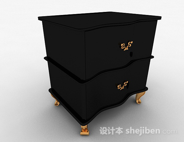 欧式黑色床头柜3d模型下载