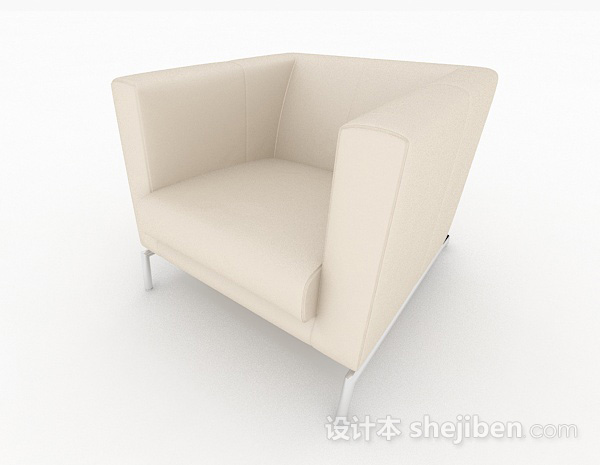 白色简约单人沙发3d模型下载