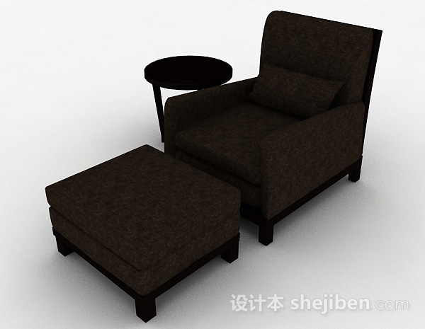 免费黑色简约单人沙发3d模型下载