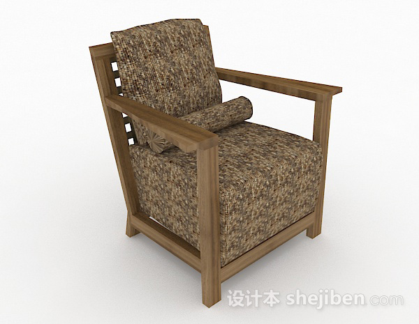 田园棕色单人沙发3d模型下载
