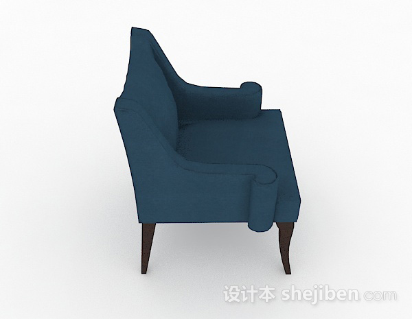 设计本简欧蓝色单人沙发3d模型下载