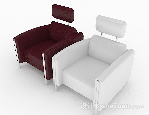 现代风格红白简约单人沙发组合3d模型下载