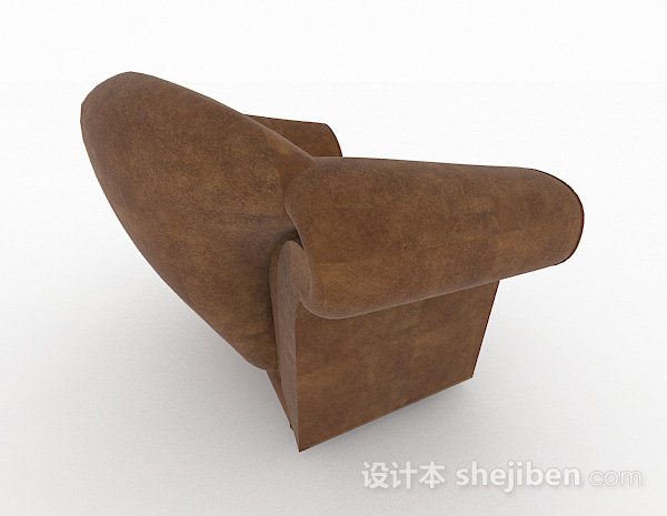 设计本棕色家居单人沙发3d模型下载