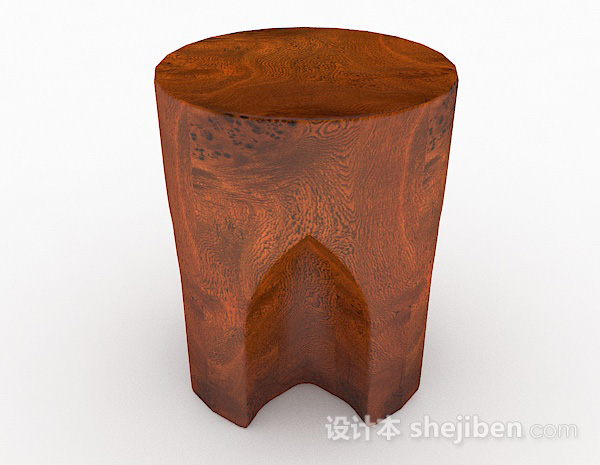 现代风格木质棕色休闲凳子3d模型下载