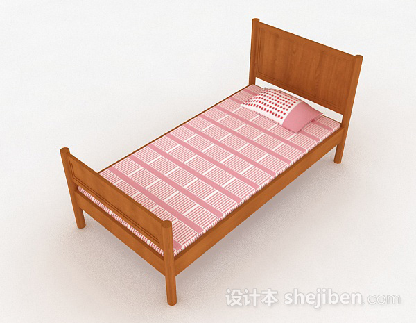 免费木质单人床3d模型下载