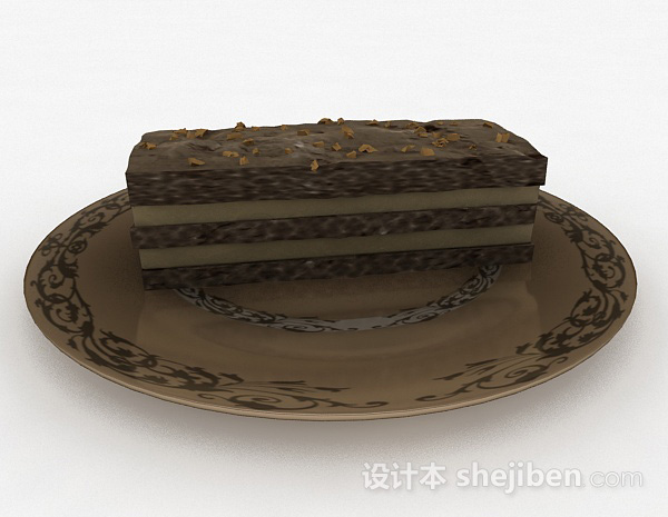 棕色巧克力蛋糕甜品3d模型下载