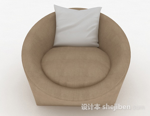 现代风格棕色简约休闲单人沙发3d模型下载