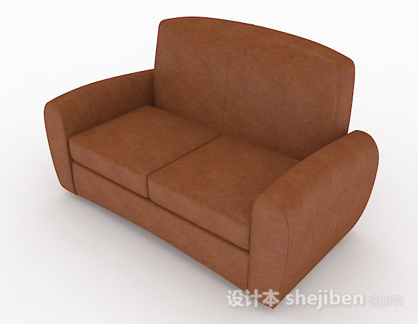 免费棕色简约家居双人沙发3d模型下载